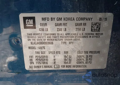 2019 Buick Encore Fwd Preferred из США, поврежденный, VIN KL4CJASB6KB939606